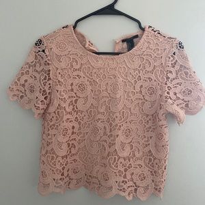 Dusty pink forever 21 cropped lace top